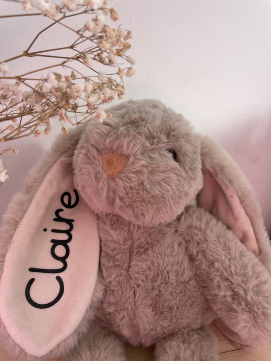 Doudou lapin avec prénom personnalisé