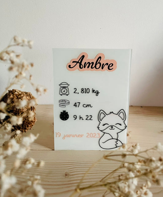 Déco avec les informations de naissance bébé